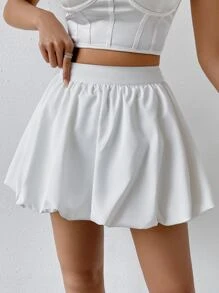 SHEIN MOD High Waist Flare Hem Shorts - White - View 1