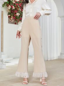 Modelyn Quần nữ Dây kéo màu trơn Thanh lịch - Màu be - Xem 1