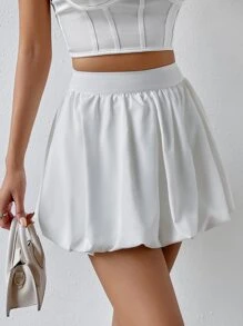 SHEIN MOD High Waist Flare Hem Shorts - White - View 6
