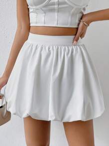 SHEIN MOD High Waist Flare Hem Shorts - White - View 7