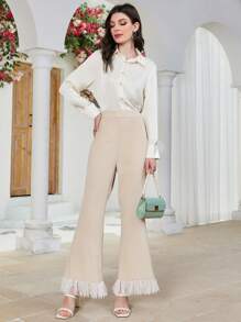 Modelyn Quần nữ Dây kéo màu trơn Thanh lịch - Màu be - Xem 6