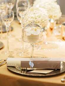 6 piezas/set anillo de servilleta de aleación de aluminio, anillo de soporte de servilleta de decoración de diamantes de imitación moderno para cocina - Plateado - Ver 6