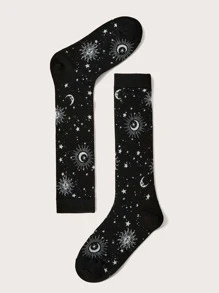 ROMWE 日月圖案中筒襪 - 彩色 - 查看 2