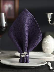 6 piezas/set anillo de servilleta de aleación de aluminio, anillo de soporte de servilleta de decoración de diamantes de imitación moderno para cocina - Plateado - Ver 7