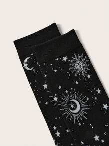 ROMWE 日月圖案中筒襪 - 彩色 - 查看 3