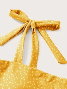 圓點紋帶肩夏日沙灘比基尼