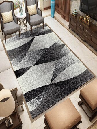 1pc Geometric Pattern Rug, Modern Polyester Floor Carpet For Home