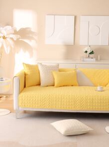 1入組滌綸沙發巾,現代黃色幾何提花沙發蓋毯適用於沙發 - 黃色 - 查看 4