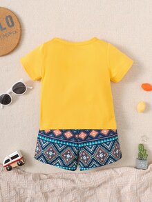 Baby Geo Print Patched Pocket Tee & Shorts - Multicolor - View 2
