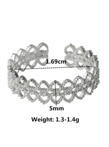 1入組時尚鏤空銀開口戒指適用於女士日常裝飾 - 銀色 - 查看 5