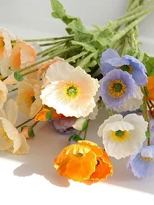 1 cành hoa nhân tạo bằng nhựa, thanh hoa nhân tạo hiện đại cho trang trí nhà - Bụi hồng - Xem 3