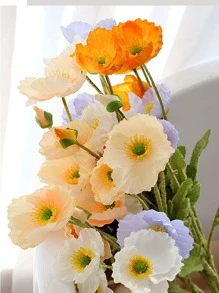 1 cành hoa nhân tạo bằng nhựa, thanh hoa nhân tạo hiện đại cho trang trí nhà - Bụi hồng - Xem 4