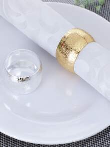 6pcs/set Stainless Steel Napkin Ring, Modern Gold Textured Napkin Holder Ring For Dining Table - Gold - View 3