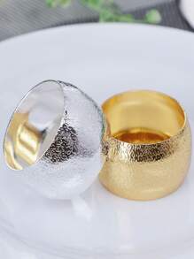 6pcs/set Stainless Steel Napkin Ring, Modern Gold Textured Napkin Holder Ring For Dining Table - Gold - View 4
