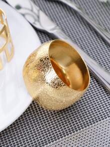 6pcs/set Stainless Steel Napkin Ring, Modern Gold Textured Napkin Holder Ring For Dining Table - Gold - View 5