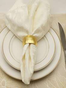 6pcs/set Stainless Steel Napkin Ring, Modern Gold Textured Napkin Holder Ring For Dining Table - Gold - View 6