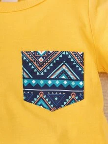 Baby Geo Print Patched Pocket Tee & Shorts - Multicolor - View 3