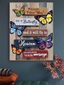 1set Butterfly & Slogan Graphic DIY Diamond Painting, Modern PMMA DIY Diamond Painting Without Frame For Home Decor - Multicolor - View 1