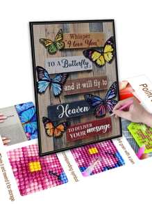 1set Butterfly & Slogan Graphic DIY Diamond Painting, Modern PMMA DIY Diamond Painting Without Frame For Home Decor - Multicolor - View 2