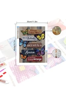 1set Butterfly & Slogan Graphic DIY Diamond Painting, Modern PMMA DIY Diamond Painting Without Frame For Home Decor - Multicolor - View 3