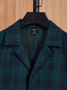 SHEIN Men Plaid Print Shirt & Shorts PJ Set - Multicolor - View 3