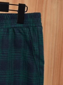 SHEIN Men Plaid Print Shirt & Shorts PJ Set - Multicolor - View 4