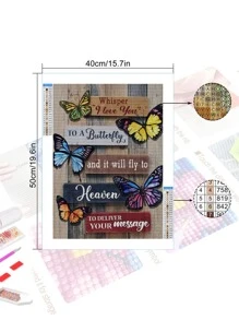1set Butterfly & Slogan Graphic DIY Diamond Painting, Modern PMMA DIY Diamond Painting Without Frame For Home Decor - Multicolor - View 5