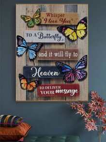 1set Butterfly & Slogan Graphic DIY Diamond Painting, Modern PMMA DIY Diamond Painting Without Frame For Home Decor - Multicolor - View 6