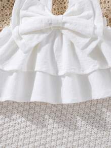 SHEIN Baby Girl Bow Front Layer Hem Cami Top - White - View 4