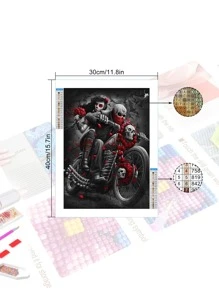 1件套骷髏圖案DIY鑽石現代PMMADIY無框鑽石畫適用於家庭裝飾 - 彩色 - 查看 3