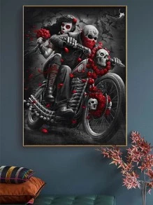 1件套骷髏圖案DIY鑽石現代PMMADIY無框鑽石畫適用於家庭裝飾 - 彩色 - 查看 6