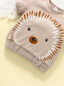 Baby Boy Cartoon Graphic Tee & Shorts - Mocha Brown - View 4