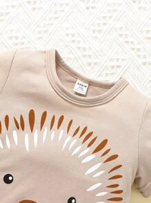 Baby Boy Cartoon Graphic Tee & Shorts - Mocha Brown - View 6