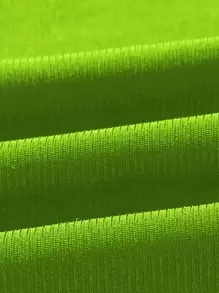 SHEIN Swim Áo che Nữ Thắt nút màu trơn - Màu xanh chanh - Xem 3