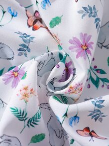 小女童印花荷葉邊前蝴蝶結洋裝