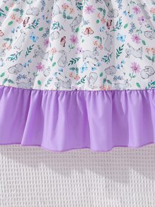 小女童印花荷葉邊前蝴蝶結洋裝