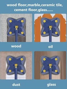 1入組不銹鋼拖把,現代360度旋轉大擦拭頭拖把 - 藍色 - 查看 12