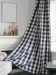 Rèm đơn họa tiết kẻ sọc, Rèm đơn Polyester hiện đại cho phòng ngủ và phòng khách - Đen và trắng - Xem 1