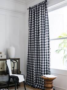 Rèm đơn họa tiết kẻ sọc, Rèm đơn Polyester hiện đại cho phòng ngủ và phòng khách - Đen và trắng - Xem 4