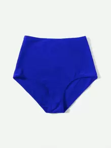 SHEIN Swim Summer Beach Solid High Waisted Bikini Bottom - Royal Blue - View 1