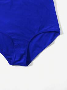 SHEIN Swim Summer Beach Solid High Waisted Bikini Bottom - Royal Blue - View 4