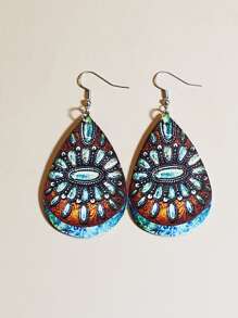 16 cặp/bộ Hoa tai giọt nước đồ họa - Nhiều màu - Xem 2