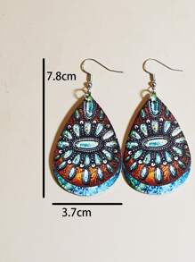 16 cặp/bộ Hoa tai giọt nước đồ họa - Nhiều màu - Xem 4