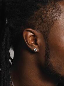 1 Đôi Bạc Quyến Rũ Đính Đá Cubic Zirconia Trang Trí Bông Tai Dành Cho Nam Trang Trí Hàng Ngày - Bạc - Xem 8