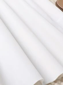 Tween Girl Frill Neck Ruffle Trim Belted Dress - White - View 3