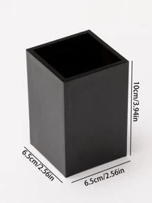 1pc Acrylic Thickened Square Pen Holder - Black - View 2
