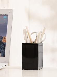 1pc Acrylic Thickened Square Pen Holder - Black - View 3