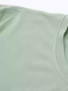 Manfinity Homme Áo thun cổ tròn in chữ cho nam, Áo thun nam, Áo thun xanh lá cây cho nam - Màu xanh Bạc hà - Xem 3