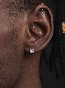 1 Đôi Bạc Quyến Rũ Đính Đá Cubic Zirconia Trang Trí Bông Tai Dành Cho Nam Trang Trí Hàng Ngày - Bạc - Xem 9