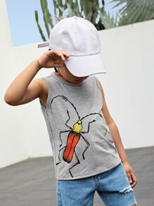 SHEIN Toddler Boys Animal Print Tank Top